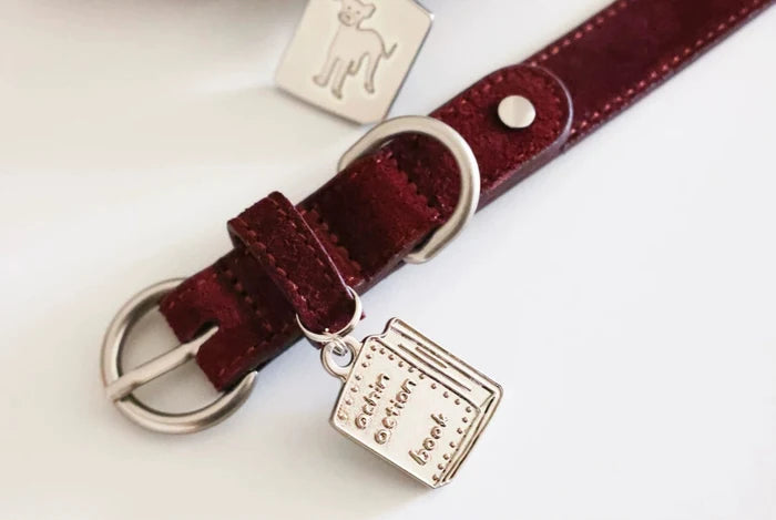 Book Pendant Cowhide Collar Ankora Red