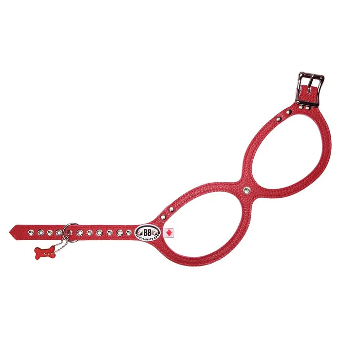 Genuine Leather Harness-Red with Crystals