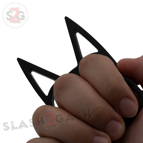 Black Cat Knuckles Self Defense Keychain Crazy Kitty Aluminum Protection Tool