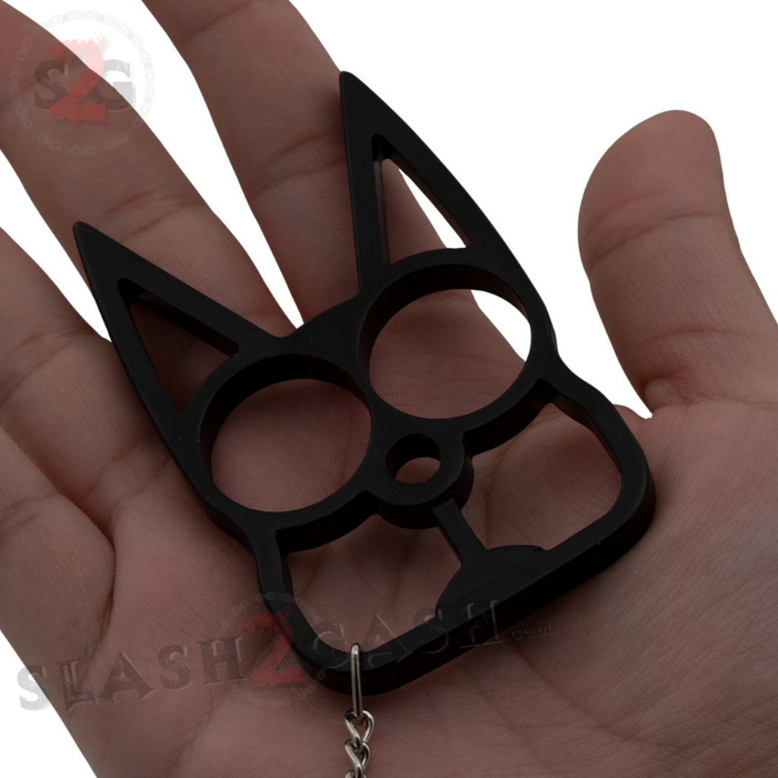 Black Cat Knuckles Self Defense Keychain Crazy Kitty Aluminum Protection Tool
