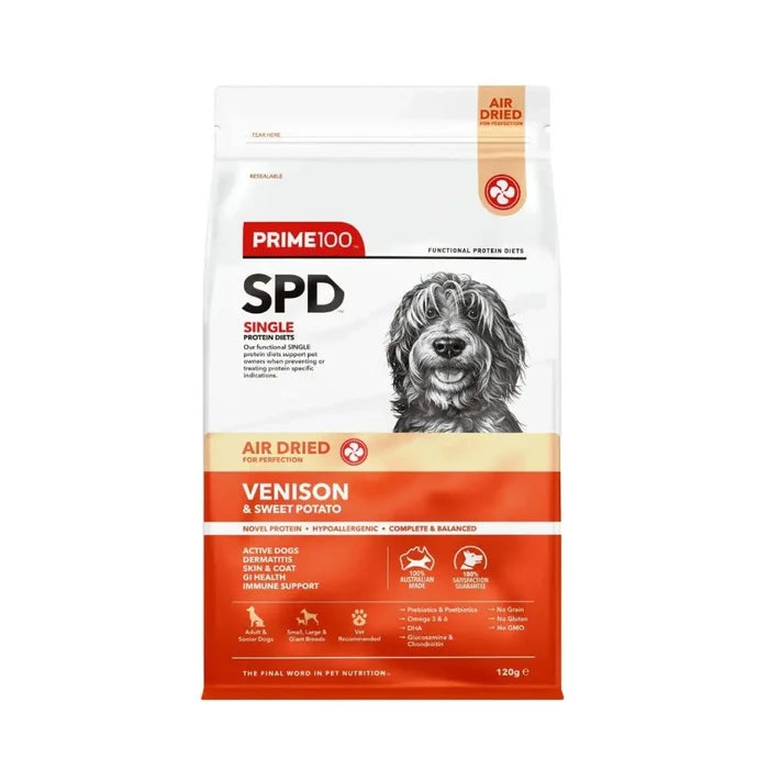 Prime100 SPD Air Dried Food for Dogs of all ages Venison & Sweet Potato