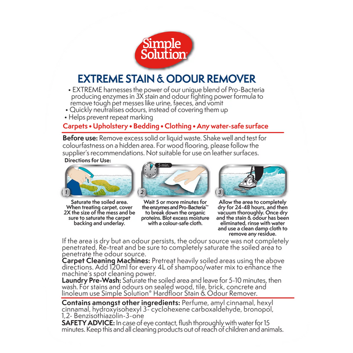 SIMPLE SOLUTION Extreme Stain & Odour Remover for Dog 500ml