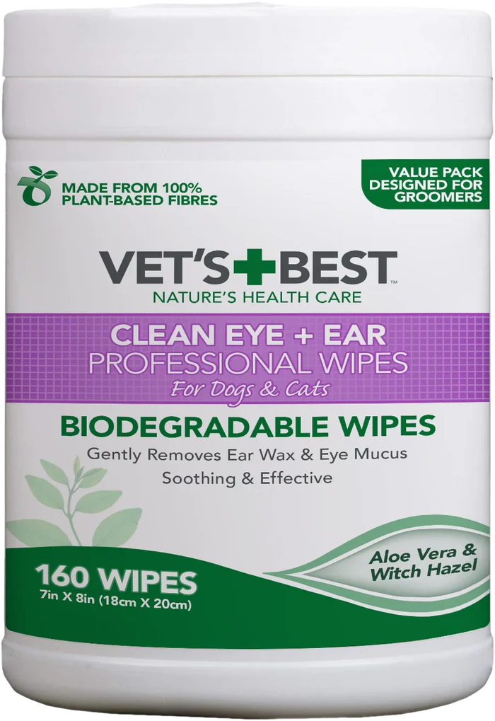 Vet's Best Clean Eye + Ear Professional Wipes for Dogs & Cats 160 wips